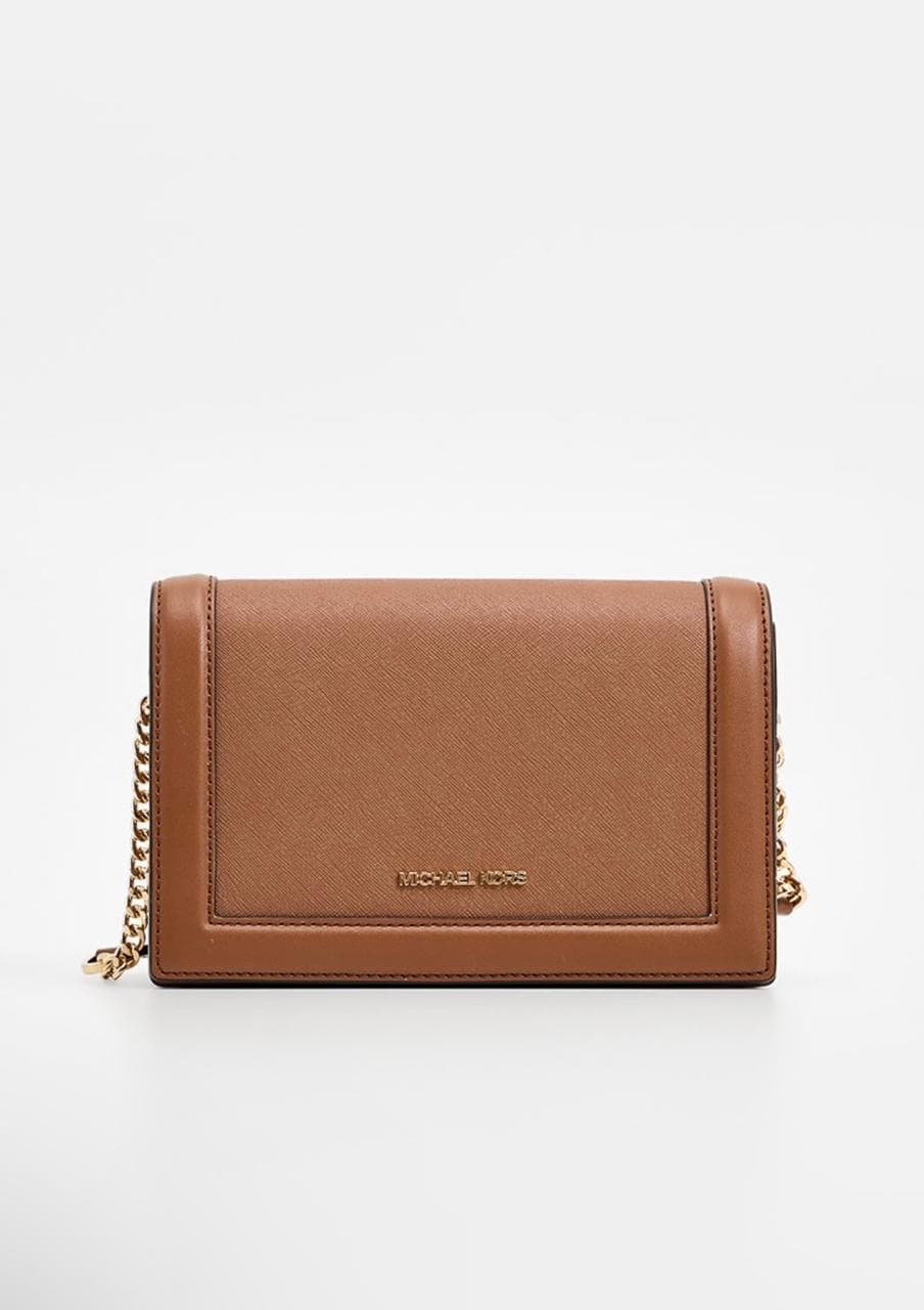 Sac bandoulière camel à chaîne dorée